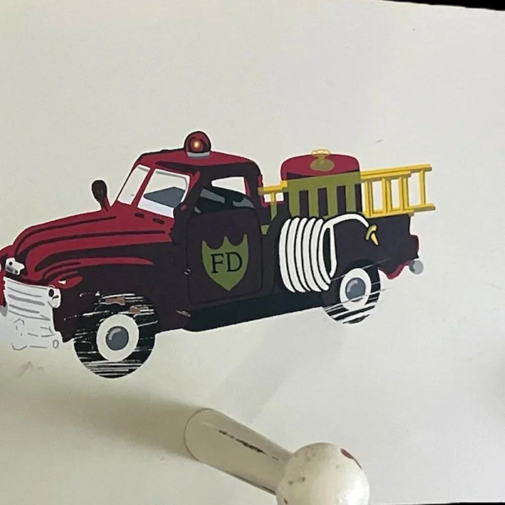 Wendy Bellissimo Vintage Nursery Shelf - Firetruck & Blue Stars